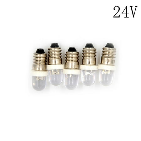 

(White)(24v)5PCS Low power consumption E10 LED Screw Base Indicator Bulb DC Light Bulb