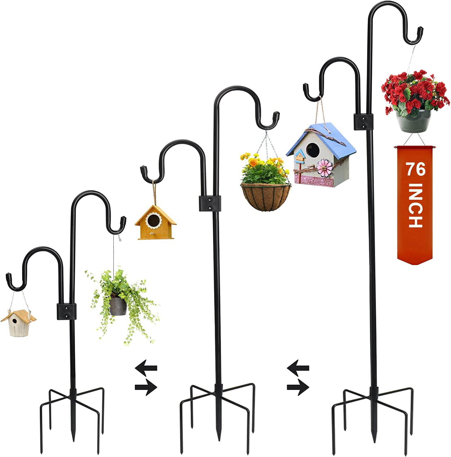 Shepherds Hooks for Outdoor, Bird Feeder Pole, Hook for Bird Feeders