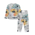 thumbnail image 2 of Kll The World Map With Cartoon Animals Print Women'S Long Sleeve Pajamas With Pants Sleepwear Loungewear 2 Set-Large, 2 of 9