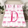 thumbnail image 2 of jejeloiu Bowtie Monogrammed D Queen Sheet Sets,Cartoon Bow Knot Flat Sheet,Pink Kawaii Bowknot Queen Fitted Sheet For Girl Teens,Ultra Soft Bedroom Decor,4 Pieces, 2 of 7