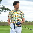 thumbnail image 3 of Pofeuu Train With Animals Print Men's Loose Fit Midweight Short-Sleeve Pocket Polo-4X-Large, 3 of 6
