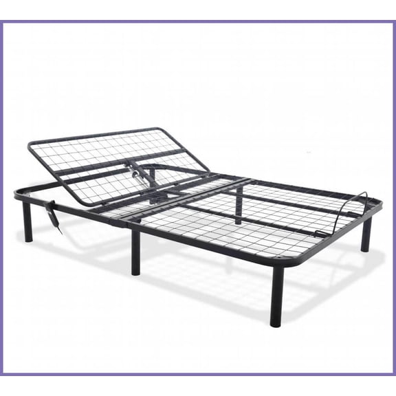 Queen Size Black Head-Up Only Adjustable Bed Base - Durable Metal Frame for Master Bedrooms