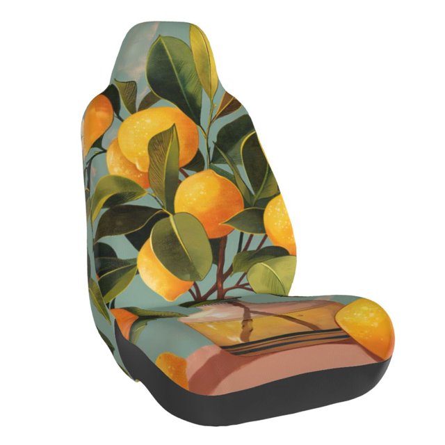Fotbe Retro Warm Lemon Flower Funda para Asiento de Auto con Estampado – Impermeable y Antisudor – Ajuste Universal, Lavable a Máquina, Antideslizante (1 Pieza)