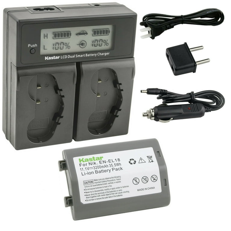 Kastar 1-Pack Battery and AC LCD Dual Fast Charger Compatible with Nikon EN-EL18 EN-EL18a EN-EL18b EN-EL18c EN-EL18d, MH-26 MH-26a MH-26b, Nikon D4