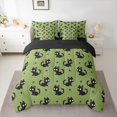 thumbnail image 2 of Castle Fairy Black Cats 7pcs Bedding Comforter Set for Children,Animal Paw Print Queen Bedding Sets Super Cozy,Black Green Queen Sheet Sets,Lightweight Room Decor, 2 of 8