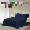 thumbnail image 2 of 100% Pima Cotton Queen Size 4-PCs Sheet Set (Solid, Navy Blue) Fits 27-30â€ Deep Pocket, 600 Series Sateen Weave, 2 of 5