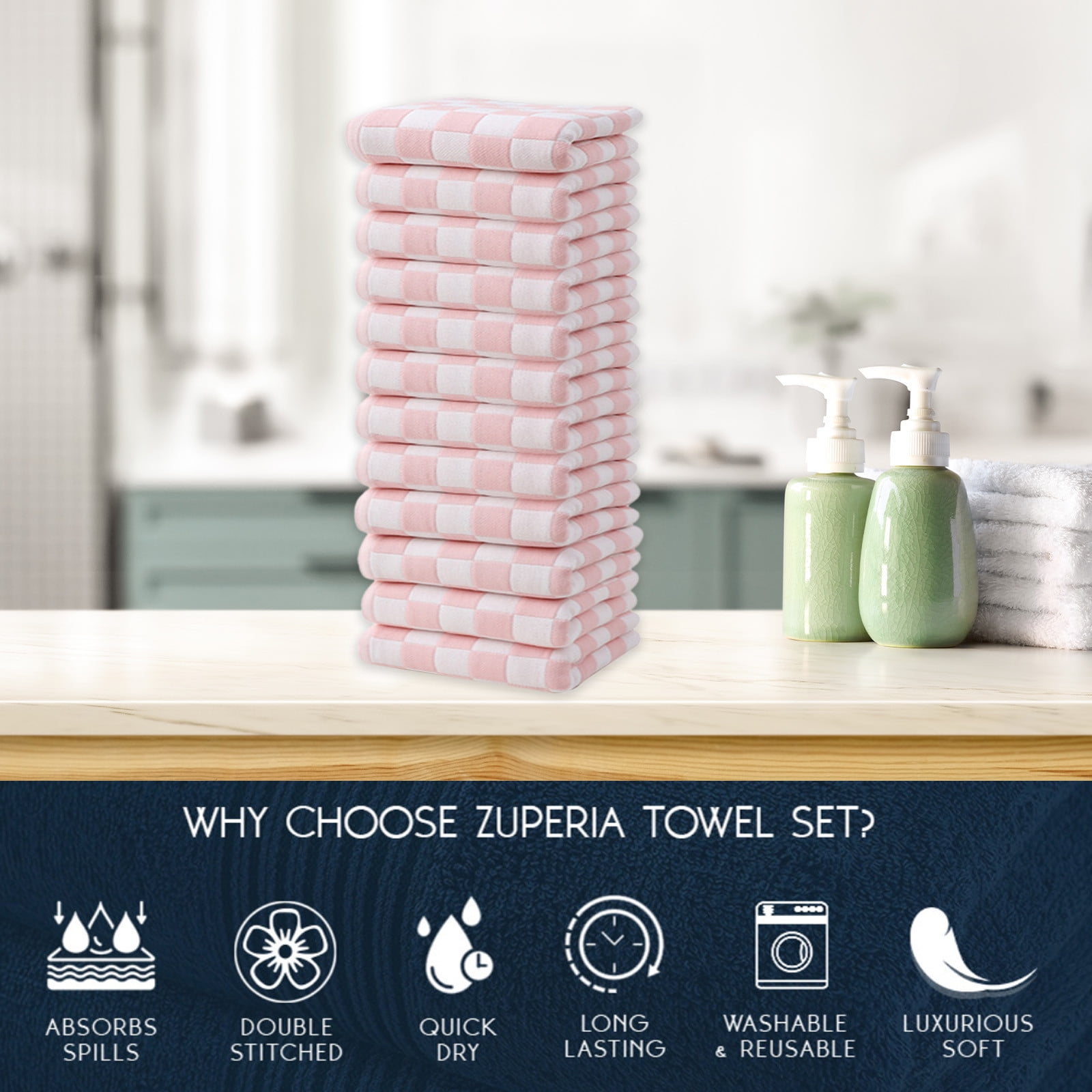 sruoe Towels, Hand Towel Set, Hand Towel Set of 12, Towel Sets for Bathroom Clearance, Face Towels, Modern Soft Comfortable Absorbent Lightweight Towels, Cotton