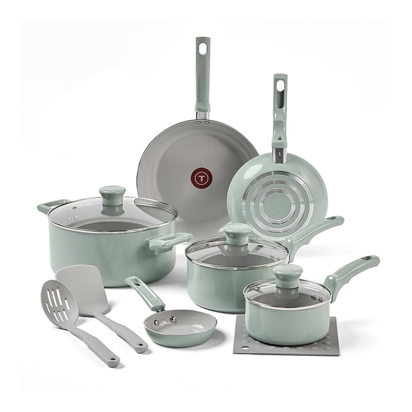 Batería de Cocina T-fal Ceramic Refresh 12pz Eucalipto