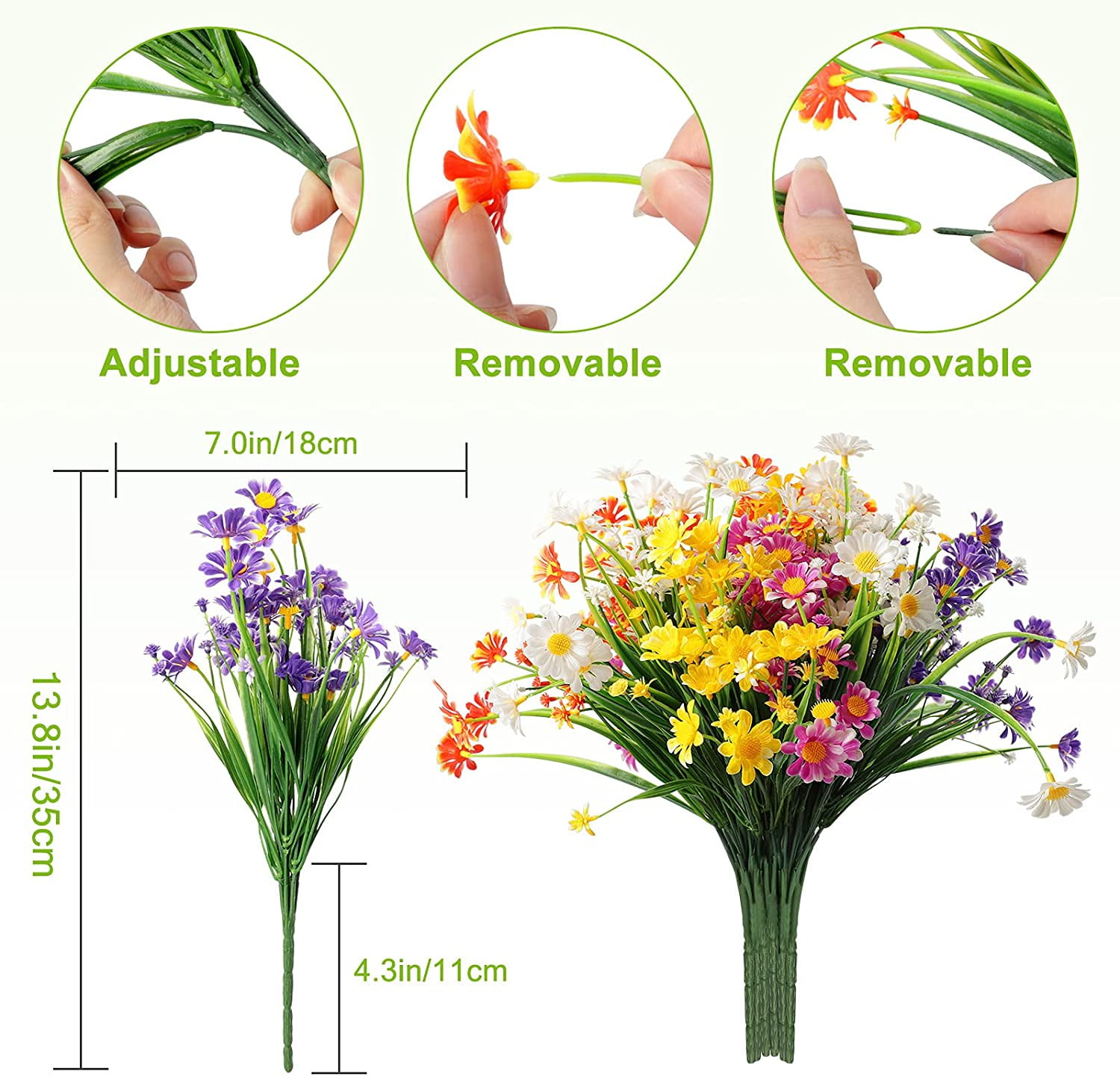 Sinhoon Artificial Daffodils Flowers 10 Bundles Fake Flowers Stems UV Resistant No Fade Plastic Plants Faux Bouquet Indoor Outdoor Home Garden Decora