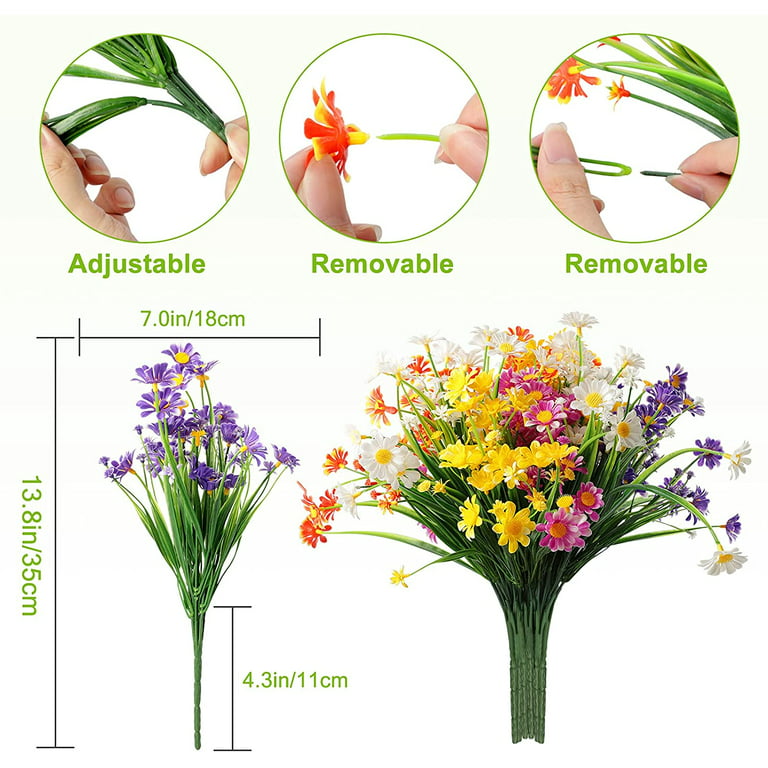 12 Bundles Artificial Flowers, UV Resistant Fake Flower Bouquet