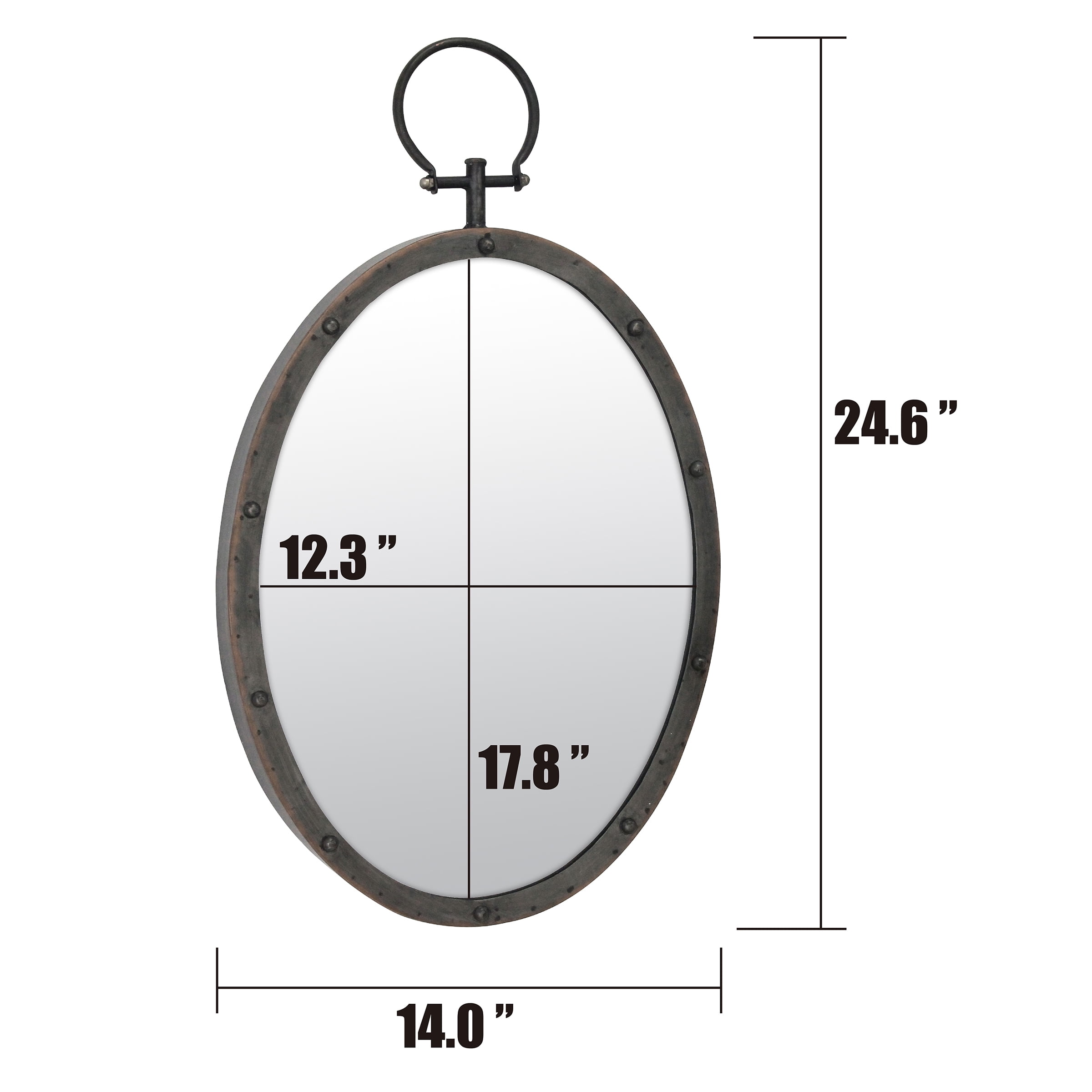 Stonebriar 24.8" x 14.1" Bronze Industrial Wall Mirror with Metal Hanging Loop