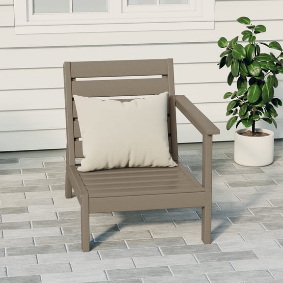 WestinTrends Avalon Outdoor Patio HDPE Right Arm Facing Deep Seating Corner Chair, Weathered Wood