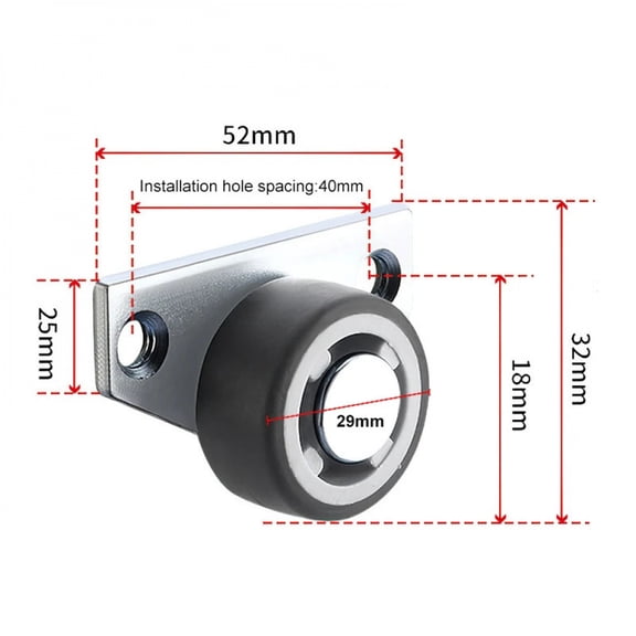 4Pcs Side-Mounted Casters, Silent Rubber Wheels, Drawer Caster, for Furniture, Kitchen Cabinet, Table, Loading Capacity 20KG