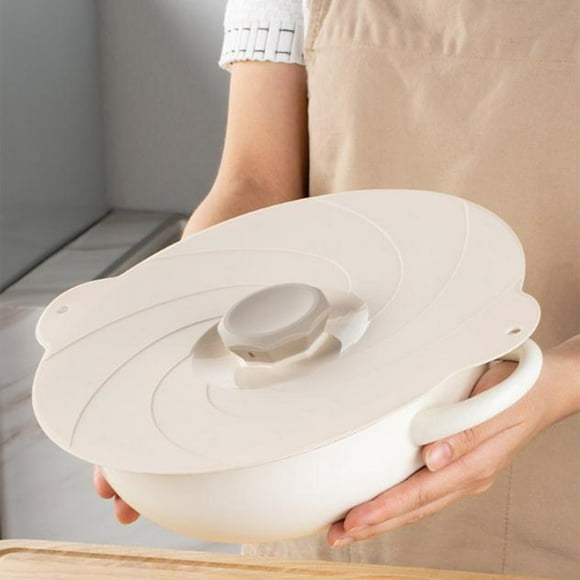 Tapas de succión para microondas | Cubiertas reutilizables resistentes al calor para cuencos, platos, ollas y sartenes | Sellado PVC anti-salpicaduras | Aptas para lavavajillas | 1 paquete | Beige