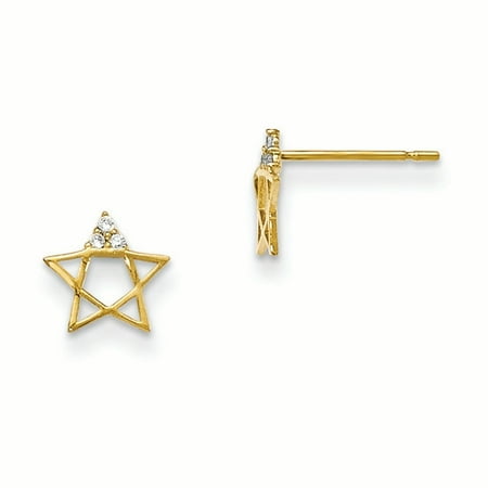14k Solid Yellow Gold Madi K Cubic Zirconia Children's Star Post (Best Earrings For Men)