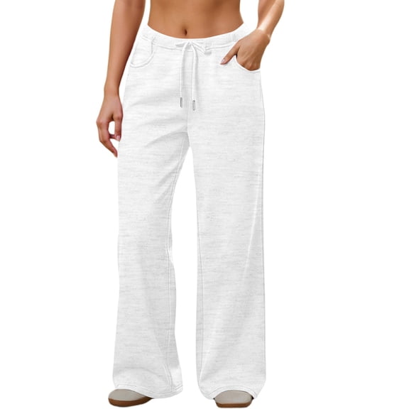 Enjoytime Sweatpants Women High Waist Drawstring Wide Leg Pants Solid Color Casual Workout Joggers with Pockets