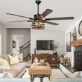 thumbnail image 5 of Bella Depot 65" Industrial Cage Ceiling Fan 6-Speed Reversible with Light and Remote Control, 5 of 19