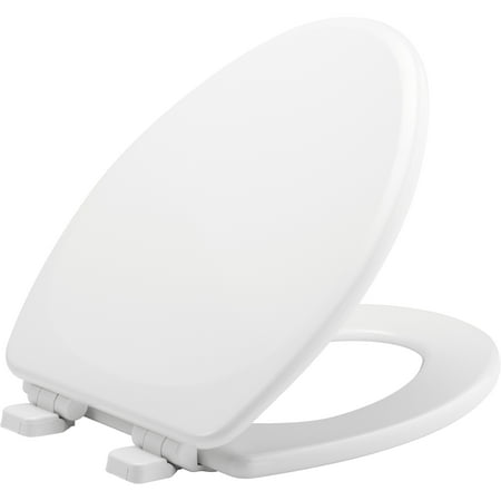MAYFAIR Elongated Enameled Wood Toilet Seat in White with STA-TITE® Seat Fastening System™, Whisper•Close® and Precision Seat Fit™ Adjustable Hinge