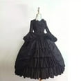 thumbnail image 4 of DPTALR Femmes Vintage Gothique Court Col Patchwork Robe à Manches Longues, 4 of 6