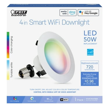 Feit Electric  4" White Gimbal Trim Color Selectable Recessed LED Light  8W (50W Eq) Alexa/Google