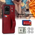 thumbnail image 4 of Design for Samsung Galaxy S20 Ultra 5G Phone Case with Screen Protector Adjustable Wrist Strap Kickstand Credit Card Slot Slim Shockproof Hybrid Rugged Protective Cover for Women 6.9 inch Red, 4 of 14