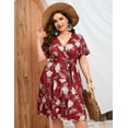 thumbnail image 2 of Plus Size Casual Summer Dress for Women  Wrap V Neck Ruffle Sleeve Smock  Mini Dress, 2 of 9