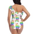 thumbnail image 5 of Goofa Rainbow Llama Pattern Women's One Piece Swimsuits Tummy Control Bathing Suits Asymmetric One Shoulder Swimwear-Large, 5 of 6