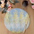 thumbnail image 3 of Yellow Blue Vintage Round 15 Inch Placemats Set of 2, Modern Abstract Art Oil Paiting HeatResistant Non Slip Place Mats for Dining Table, Wipeable Braided Kitchen Table Mats for Housewarming, 3 of 9