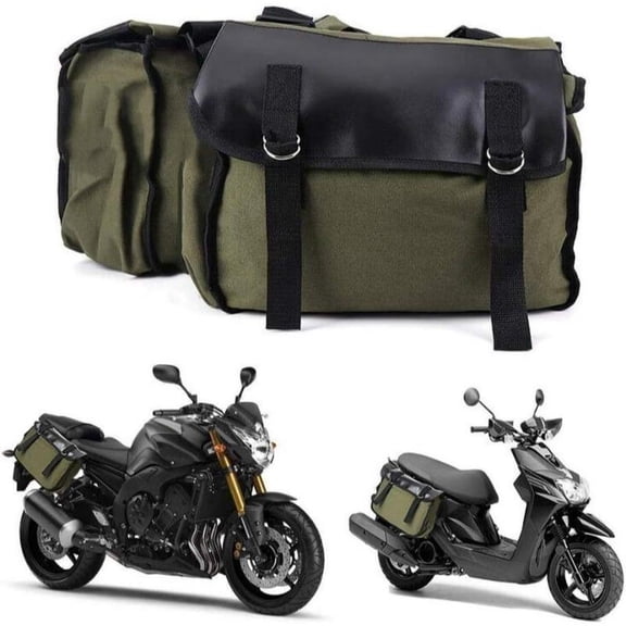 Universal Motorcycle Saddlebags, Large Capacity Panniers & Side Tool Bags for Honda, Suzuki, Harley, Kawasaki, 150cc Scooter & Bicycle, Dual-Pocket Rear Seat Cargo Bag