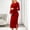 Red, variant on Women Maternity Long Sleeve Midi Dress Round Neck Side Ruched Split Bodycon Dress Red L
