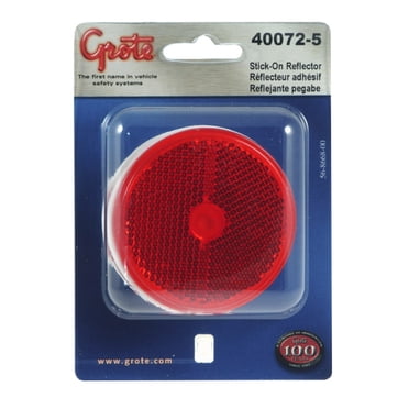 Red 3-Inch Stick-On Reflectors - 3 Pack Of Self-Adhesive Safety Reflectors For Trailers, Trucks, Bikes | P-T Brand