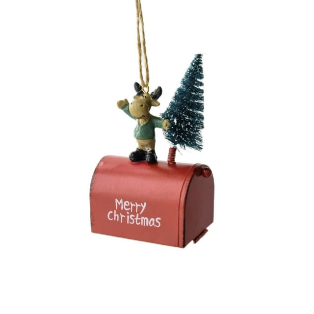 Fiudx Buzón Navideño de Caballo de Hierro, Diseño Clásico de Muñeco de Nieve, Pintura Exquisita, Caja de Almacenamiento Multifuncional, Decoración Festiva para El Hogar, Fácil Instalación, Colgante D