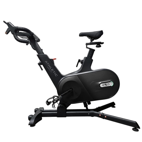 Bicicleta de Spinning Electrónica Athletic Works con Inclinación Automática Conectividad Bluetooth y Volante de 8kg
