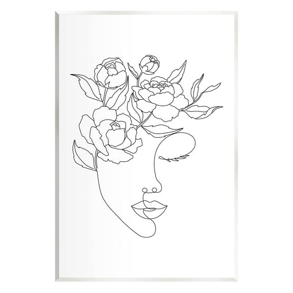 Stupell Industries Floral Woman Face Line Doodle Graphic Art Unframed Art Print Wall Art, Design by JJ Design House LLC