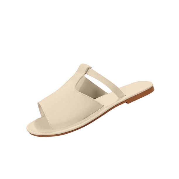 Zapatos Negros de Mujer de Moda Y Versátil Color Sólido Peep-Toe Plus Tamaño Primavera Y Verano Estilo Moderno Y Cómodo Open-Toe Zapatillas Planas Zapatos de Trabajo Blancos