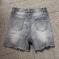 thumbnail image 2 of Ripped Stretchy Fringe Trims Jean Shorts For Women Raw Hem Low Waist Casual Trendy Denim Shorts Women'S Denim Shorts Frayed Raw Hem Casual Summer Short Jeans With Pockets Pants Dark gray S, 2 of 4