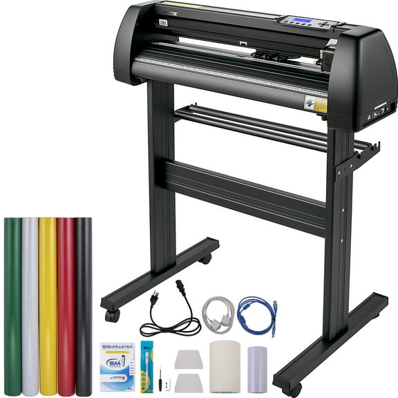 VEVOR Vinyl Cutter Machine, 720mm Vinyl Printer, 28" Plotter Printer U-Disk with Sturdy Floor Stand, Adjustable Force and Speed for Sign Making Plotter Cutter Machine
