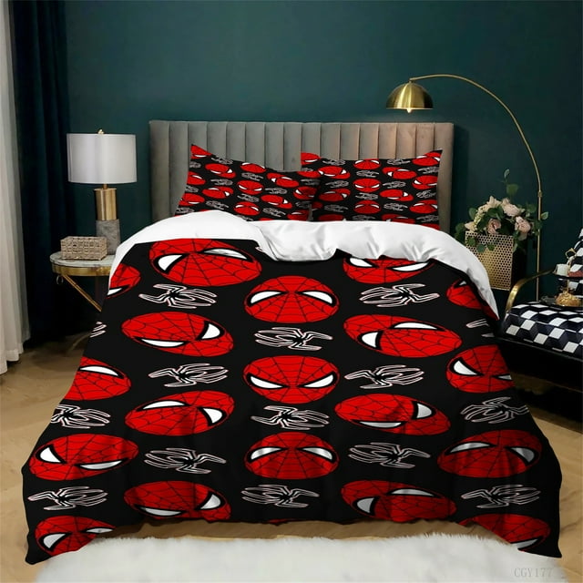 3 Pieces Spider-Man Duvet Cover Set Lightweight Bedding Set Double Soft All Season Comforter Set with Pillow Sham