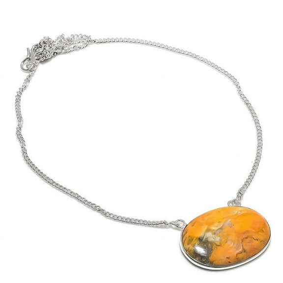 Bumble Bee Jasper Handmade 925 Sterling Silver Jewelry Necklace 18"