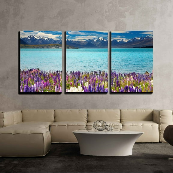 wall26 - 3 Piece Canvas Wall Art - Lake Tekapo, South Island, New Zealand - Modern Home Art Stretched and Framed Ready to Hang - 16"x24"x3 Panels