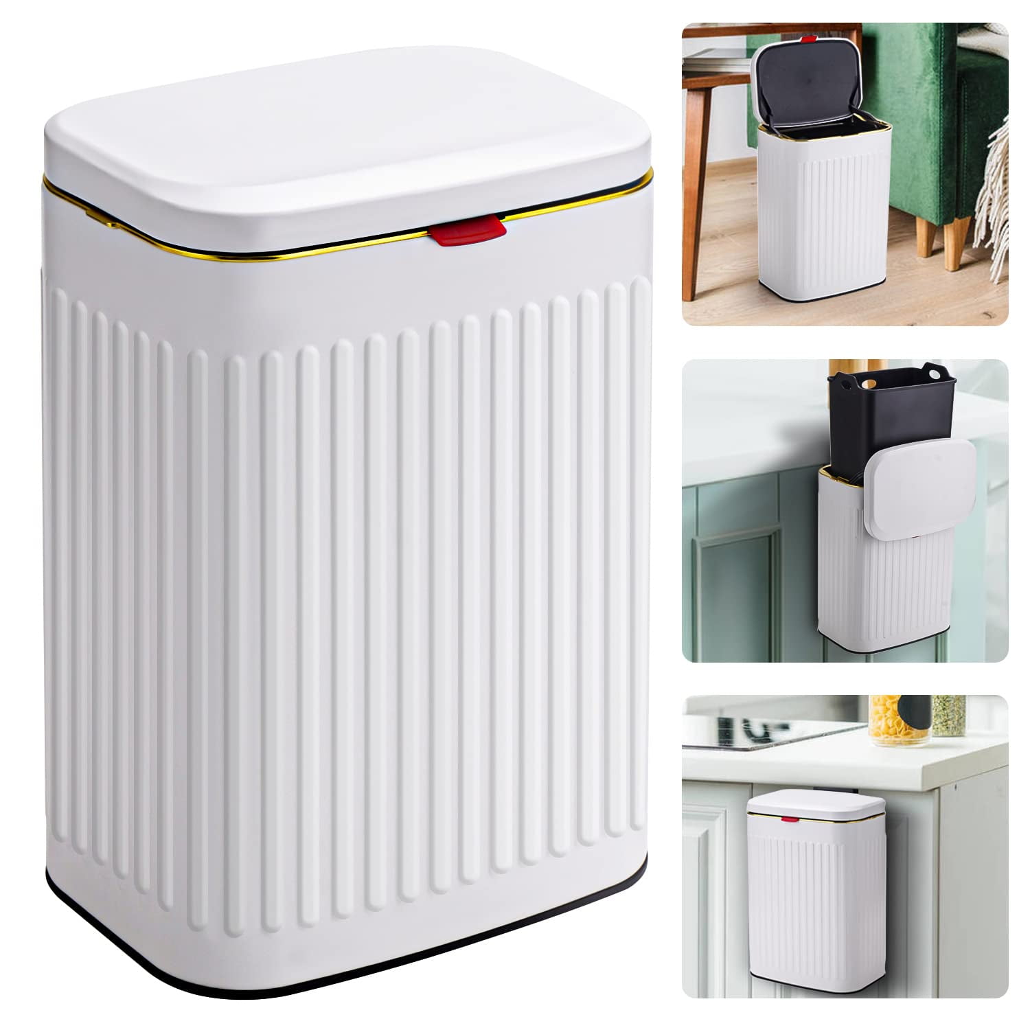 Homgreen Kitchen Hanging Trash Can with Lid, Countertop Compost