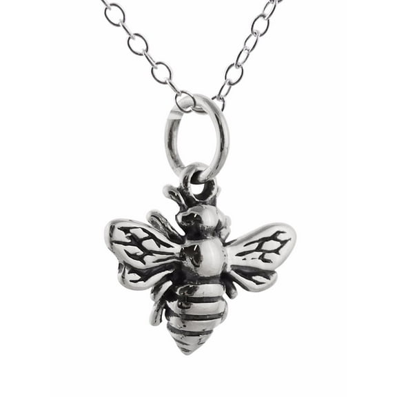 Sterling Silver Tiny Honey Bee Charm Pendant Necklace, 18"