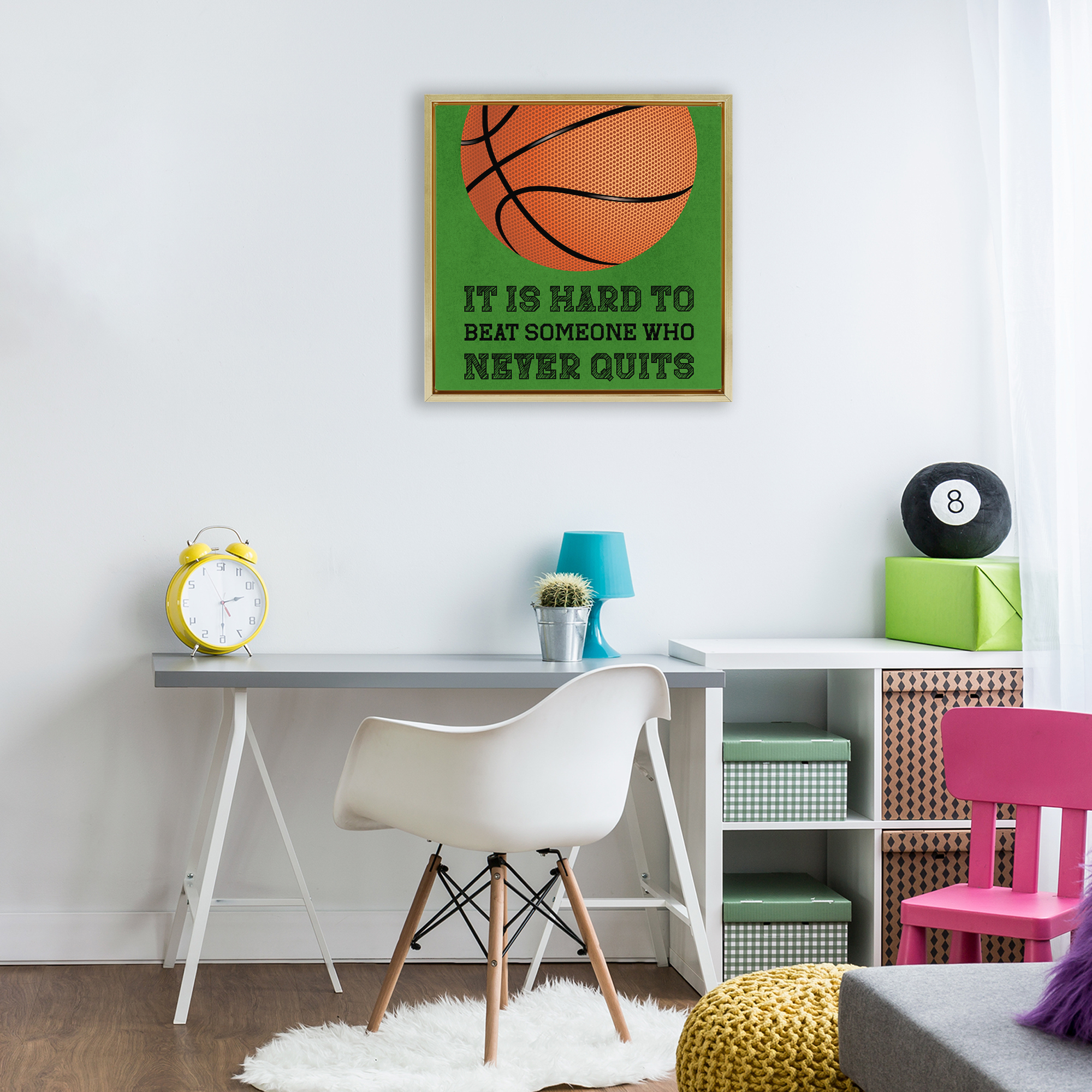 Someone Who Never Quits Gold Framed Floater Canvas Wall Art, design by Marcus Prime
