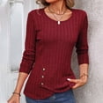 thumbnail image 6 of Womens Fall Sweaters 2026 Casual Loose Crewneck Ribbed Top Long Sleeve Knit Pullover Sweater Dressy Button Tee Going Out Top Ladies, 6 of 6