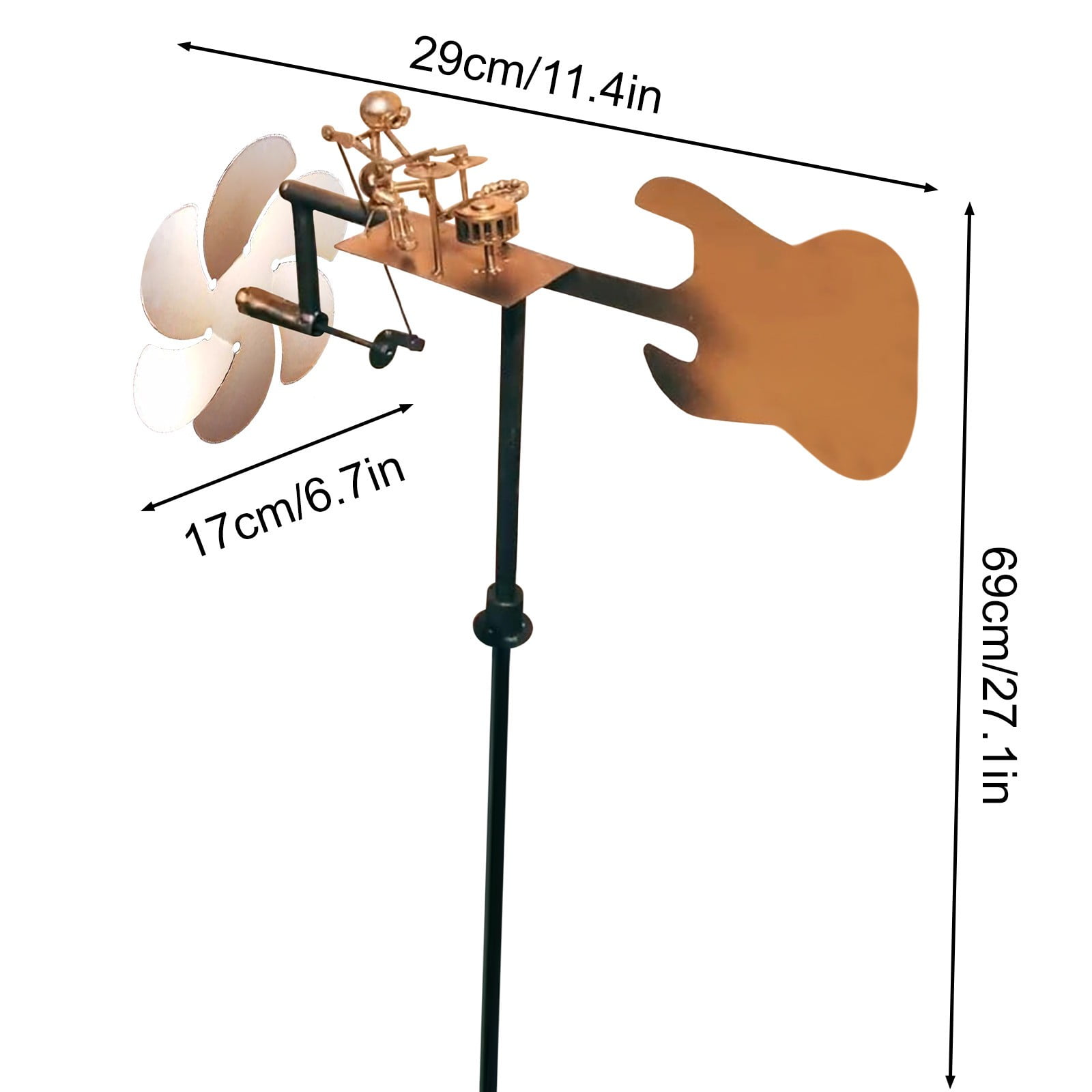 Handcrafted Steampunk Drummer Windmill Outdoor Metal Art Garden Decoration Unique Sculpture for Music Lovers