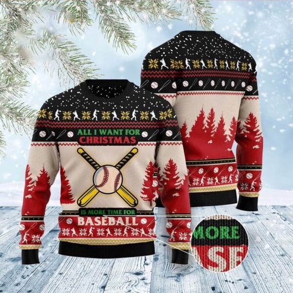 Time For Baseball 3D Christmas Sweater, Christmas Sweater, 3D Sweater, Funny Xmas Sweaters