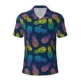 thumbnail image 2 of Daiia Retro Bright Pineapple Pattern Men’s Polo Shirts,Solid Deck Shirt,Classic Fit, Breathable Cotton Polo for Casual and Sport Wear-, 2 of 9