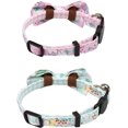 thumbnail image 2 of HAHDAXIA Collier Gyapet pour Chats Animaux de Compagnie à Dégagement Rapide avec Clochette Nœud Papillon Floral Nœud Détachable Ajustable Sécurité Chiot 2 Pcs Vert et Rose Poirier, 2 of 7