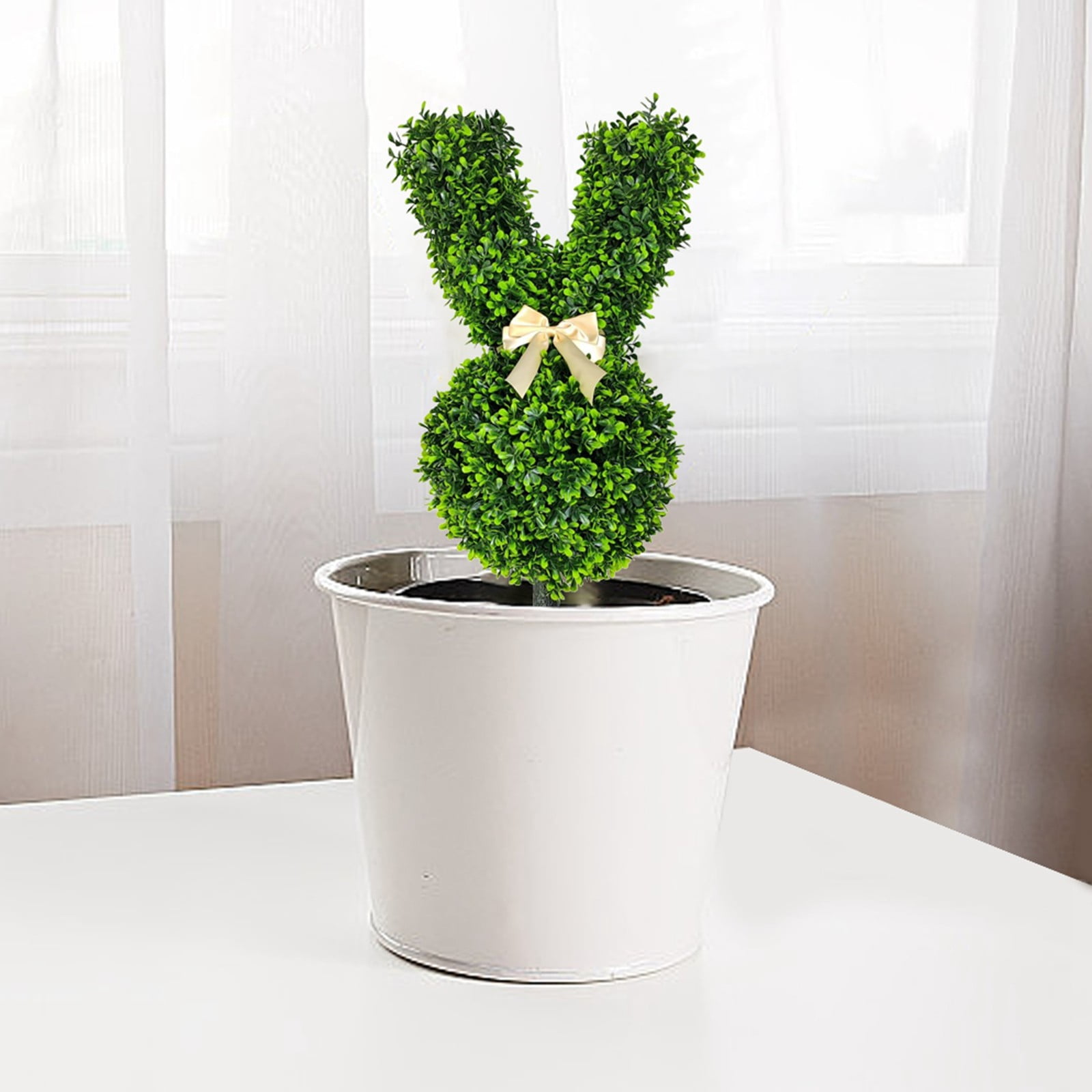 31.5 Inch Artificial Bunny Topiary Tree – Removable Ears Easter Decor For Indoor/Outdoor Use