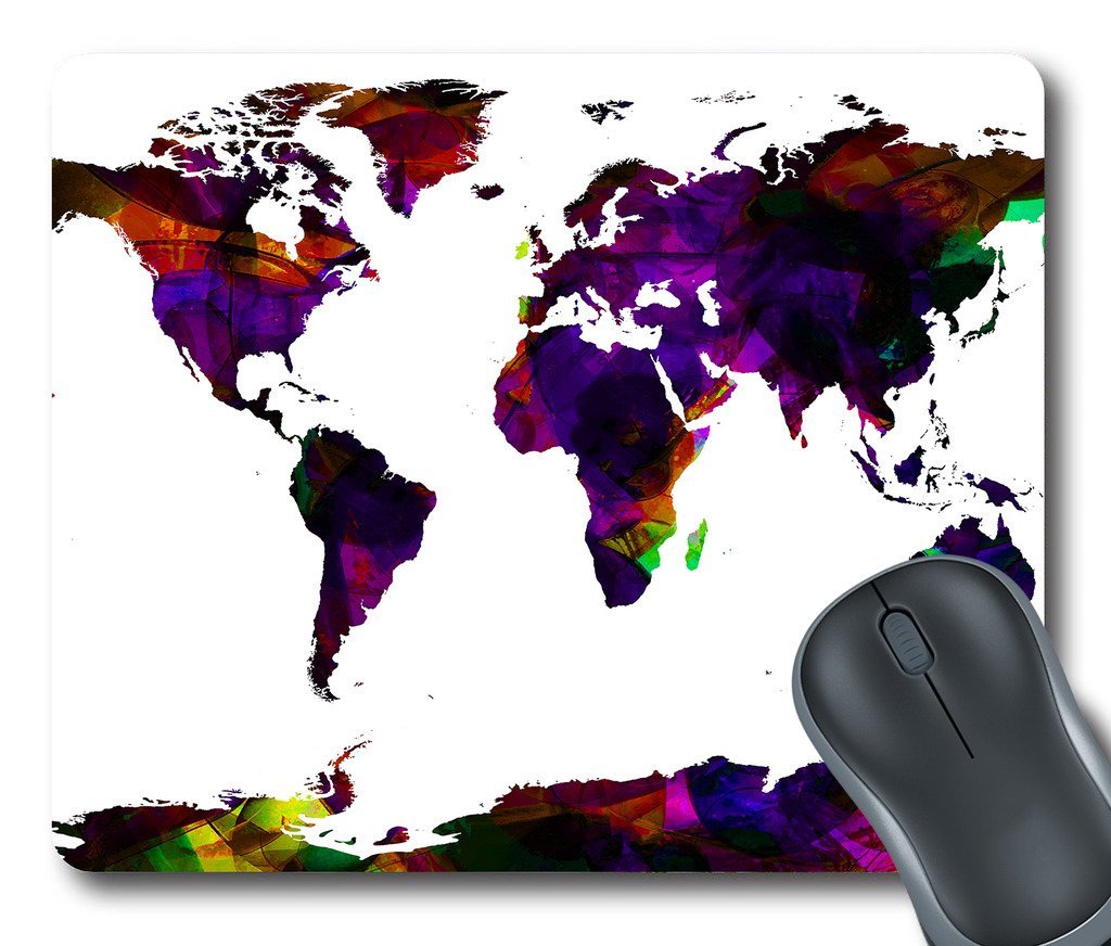 GCKG Art World Map Mouse Pad Personalized Unique Rectangle Gaming 